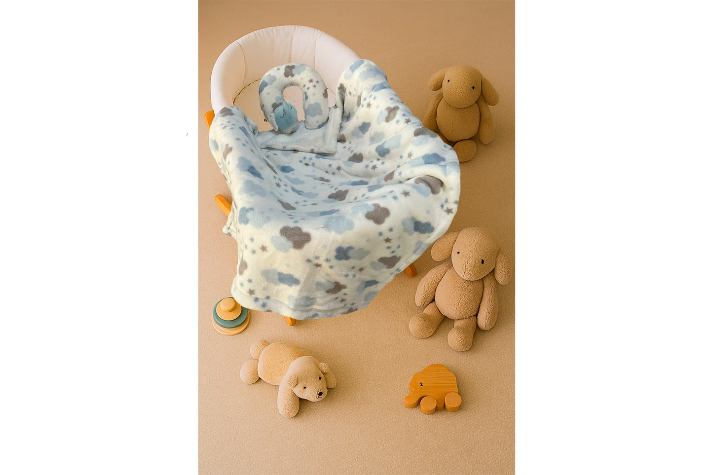 Frazada para Bebe con Cuellera de Peluche